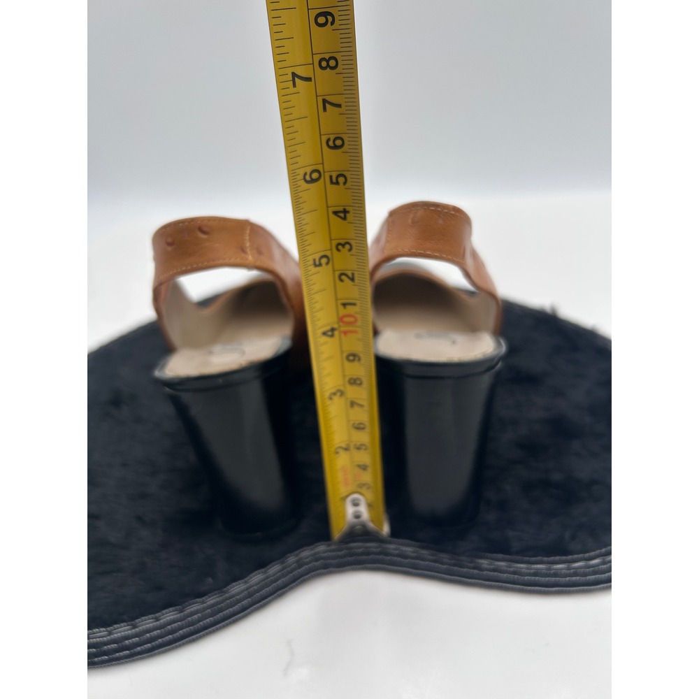 Renetti Amy Slingback Heels Ostrich Embossed Leather Black Toe Block Heel 6.5M - Picture 4 of 13